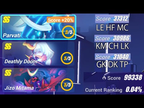 [HI3SEA] Memorial W12 - Parvati(37312/31093); Doom(30986); Jizou (31040) - Exalted