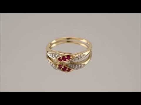 9ct Gold 6pt Diamond And Ruby Cluster Ring - D7357