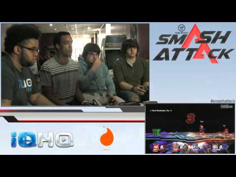Smash Attack 7 - SSB4 Customs 2v2 - iQHQ RIBS + Elijah  vs Juice.Max + Captain Awesum