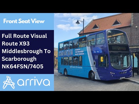 Full Route Visual | Arriva NE Bus Route X93 - Middlesbrough to Whitby & Scarborough | NK64FSN/7405