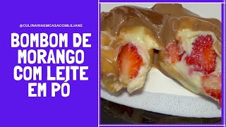 BOMBOM DE MORANGO COM LEITE EM P NA TRAVESSA FCIL DE FAZER