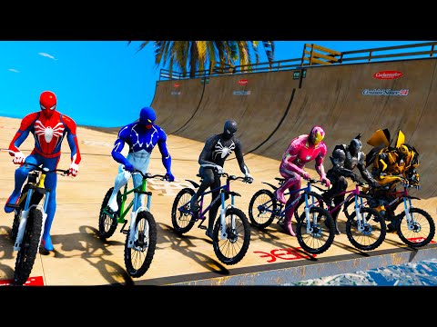 Team Spiderman vs Team Iron Man super bike competition GTA V Mods