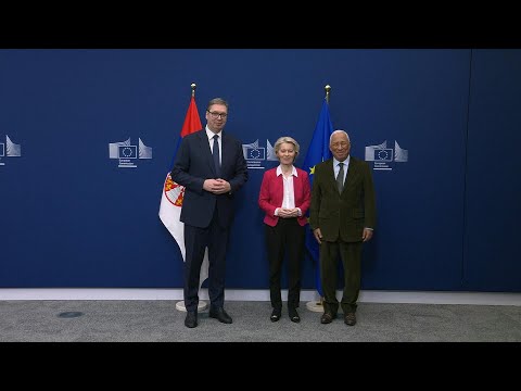 Video | EU leaders Costa and Von der Leyen meet with Serbian President Alexander Vucic | AFP