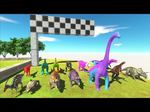 SPEED RACE ALL DINOSAURS SUPERHEROES GET PIG IN ON FOREST DEATH RUN - Animal Revolt Battle Simulator