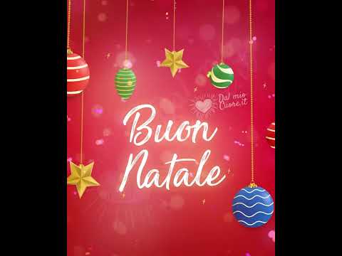 Buon Natale video musicale e GIF con palline che dondolano.