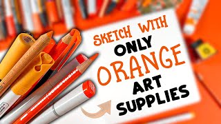 I FILLED a Sketchbook Page Using Only ORANGE Art Supplies...