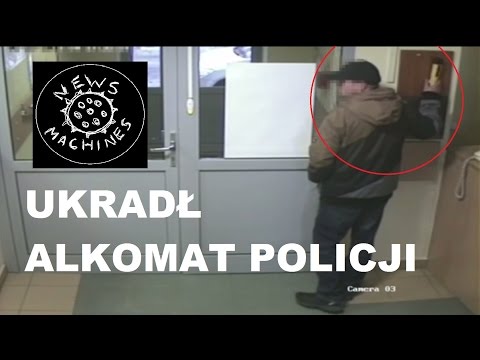 UKRADŁ ALKOMAT Z KOMISARIATU W KIELCACH / nagranie z monitoringu