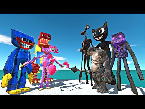 Huggy Wuggy + Kissy Missy + Mommy Long Legs + Boxy Boo vs Cartoon Cat + Siren Head + Enderman +Troll