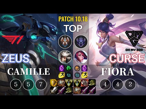 T1 Zeus Camille vs OMG Curse Fiora Top - KR Patch 10.18
