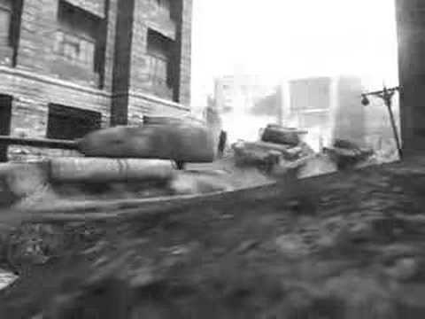 WWII russian soviet tanks t-34 convoy ambushed by german