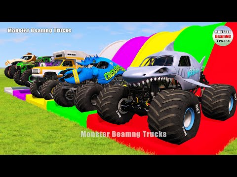 Triple Flatbed Trailer Monster Trucks Transport with Slide Color - BeamNG.drive 436
