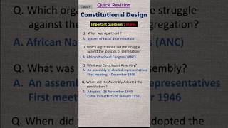 Constitutional Design | Class 9 | Important Questions