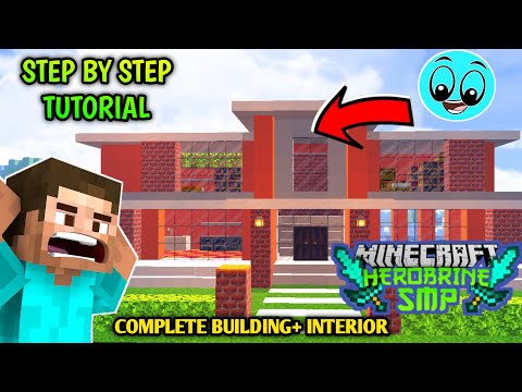 How To Make @AndreoBee Modern House In Herobrine SMP Tutorial . MINECRAFT Modern House