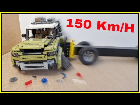 Land Rover Defender VS Mobile barrier 🚨 150 Km/H 🚨 Lego Technic CRASH test Dummy