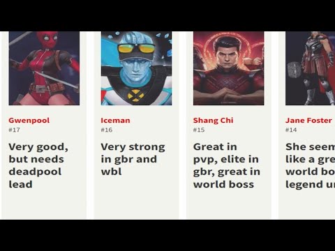 ALL 800 CCF CHARACTERS RANKED - Comparison - Marvel Future Fight