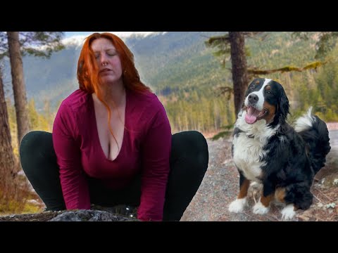 Redhead Serenity:🌲Beautiful Young Woman’s Forest Walk, Yoga & Spiritual Session by a Frozen Lake🧘‍♀️