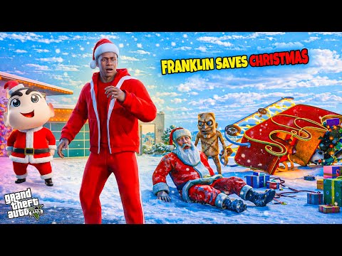 🎄 Santa Crashed 😱 Franklin & Shinchan Must Save Christmas | GTA 5 Malayalam