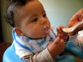 Brody Eating Rice Cereal