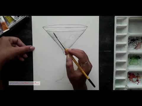 | How to paint | Easy Mocktail | Martini | Olive | Watercolor painting step by step |