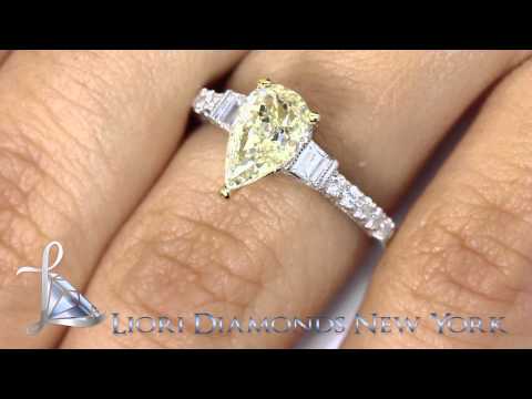 FD-SOLD-027 - 2.33 Carat Fancy Yellow Pear Shape Diamond Engagement Ring 14K Vintage Style