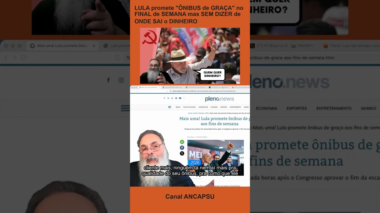 LULA promete "ÔNIBUS de GRAÇA" no FINAL de SEMANA mas SEM DIZER de ONDE SAI o DI