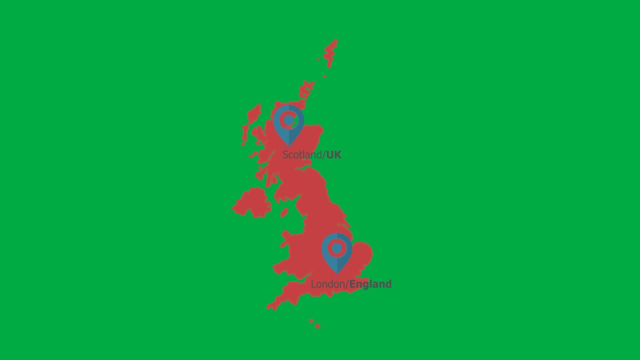United Kingdom Map Green Screen