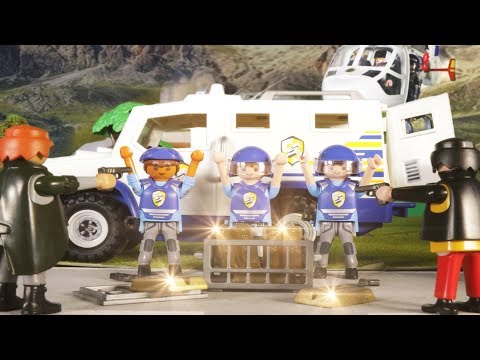 👮ÜBERFALL AUF GELDTRANSPORTER Polizeieinsatz SEK Hubschrauber-Matz der Meisterdetektiv PLAYMOBIL