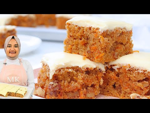 Super easy & moist CARROT CAKE recipe to feed a crowd! Carrot sheet cake