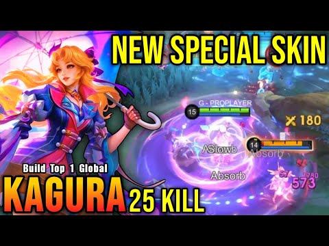 25 Kills!! Lady Parasol Kagura New SPECIAL Skin!! - Build Top 1 Global Kagura ~ MLBB