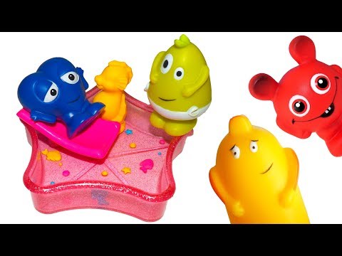 Babblarna leker och busar med slime och badar och lär sig färger - Lek och lär för barn på svenska