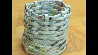 DIY ตระกร้าใส่ดินสอ ปากกา จากหนังสือพิมพ์ใช้แล้ว