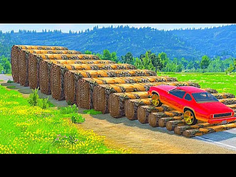 Cars vs Growing Logs  BeamNGDrive