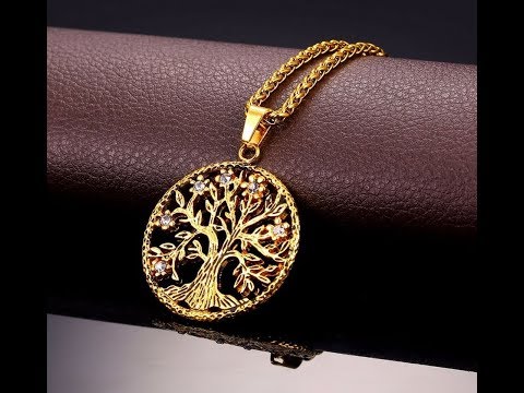 Baum des Lebens Anhänger gelb gold überzogen mit Kristallstein | RWA Schmuck