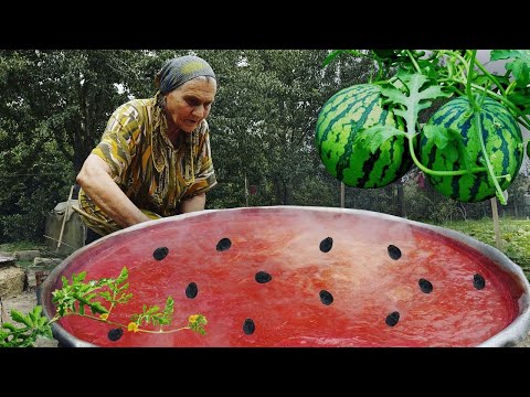 , title : 'DAGESTAN Grandma making WATERMELON HONEY. Dagestan village life'