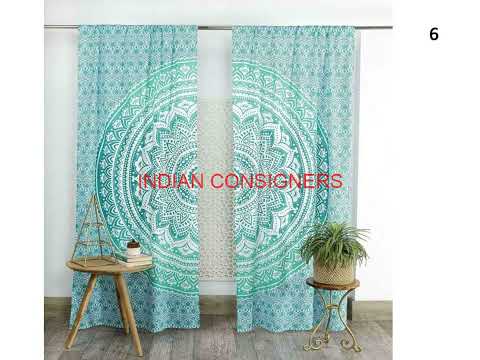 Cotton green flower ombre curtain, for decoration,door, size...