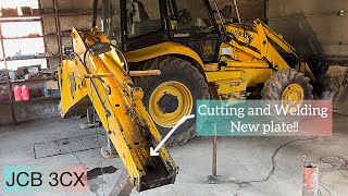 Repair of JCB 3CX Cutting and Welding of the extending dipper