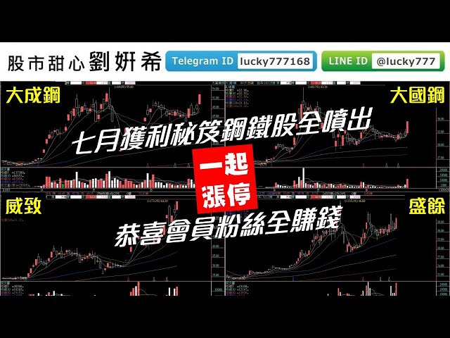 0628廣播題目【股市甜心　劉&#23032;希】《七月獲利秘笈》鋼鐵三雄全噴出，恭喜會員粉絲大賺錢