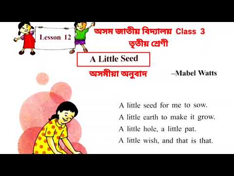 'A Little seed' class 3 English  lesson 12 : Assamese explanation (অসমীয়াত):Assam Jatiya Bidyalay
