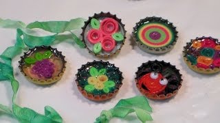 quilled bottlecap jewelry