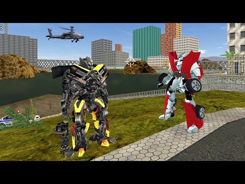 Robot Shark (Transformer Pickup Robot Fight Red Car Robot) Pickup Robot Destroy Car - Gameplay HD