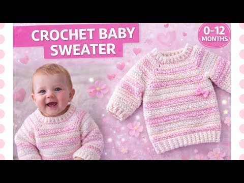 Easy Crochet Baby Sweater - Little Aspen Herringbone Stitch | 0-12M
