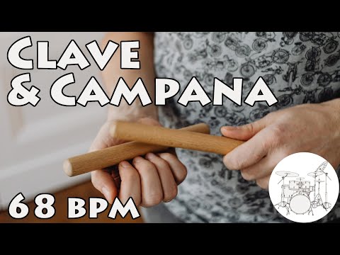 Play Along Drums Clave and Campana 68 bpm :: Ritmo Para Tocar Clave y Campana 68 bpm