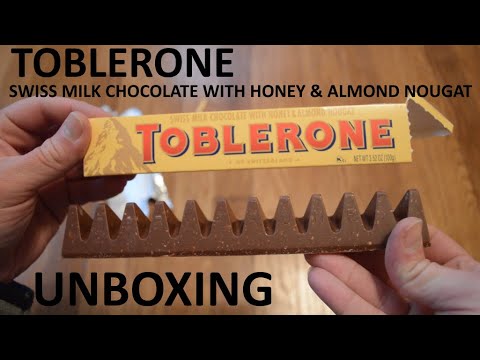Unboxing Toblerone Swiss Milk Chocolate With Honey & Almond Nougat 3.52 OZ Bar