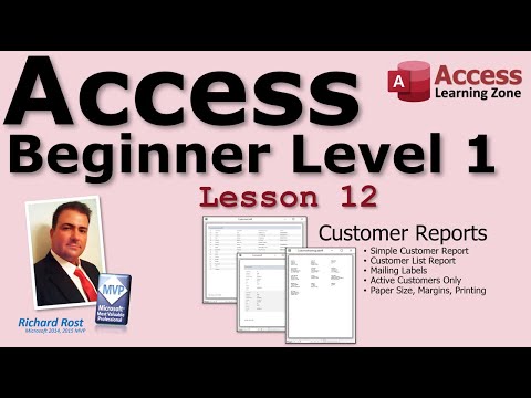Microsoft Access Beginner 1, Lesson 12: Customer Reports. For Access 2016, 2019, 365 Tutorial