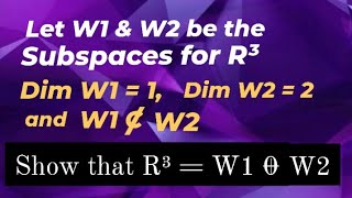 Direct Sum of Subspaces for Vector space R3