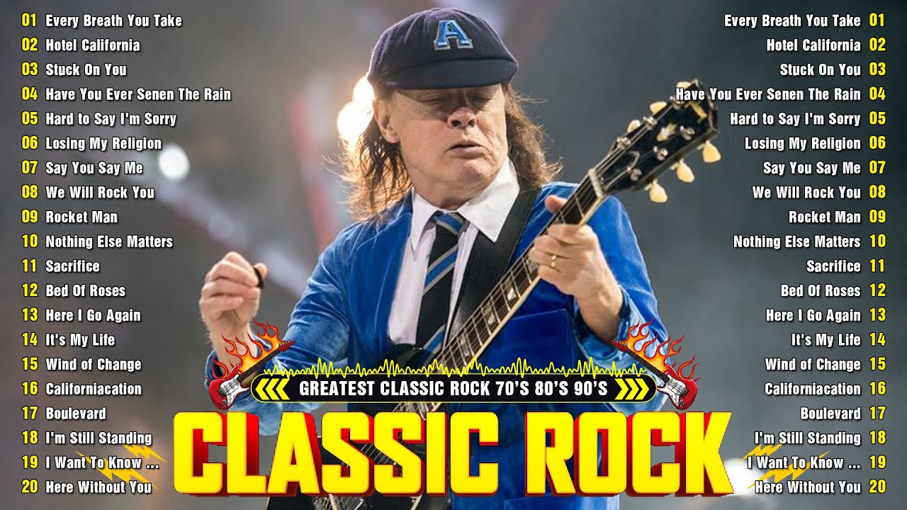 Guns N' Roses, Scorpions, Metallica, ACDC, U2, Queen, Aerosmith🔥Classic Rock 70s 80s 90s Full Album