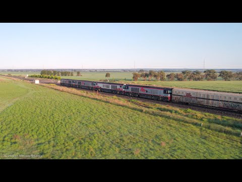 2km Drone Chase: SCT 3MP9 Mixed Freight & Steel Train (19/10/2022) - PoathTV Australian Railways
