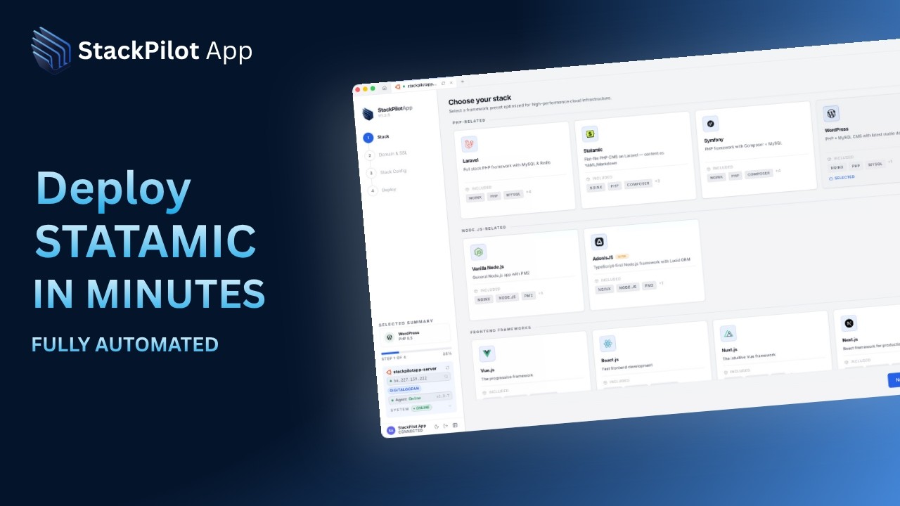 Deploy Statamic with StackPilot App
