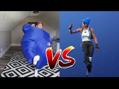 FORTNITE DANCE CHALLENGE in a BALLOON SUIT!  (In Real Life) with Ashlund Jade