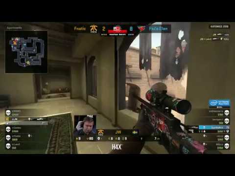 fnatic JW 9hp clutch 1v3 AWP IEM Katowice 2018